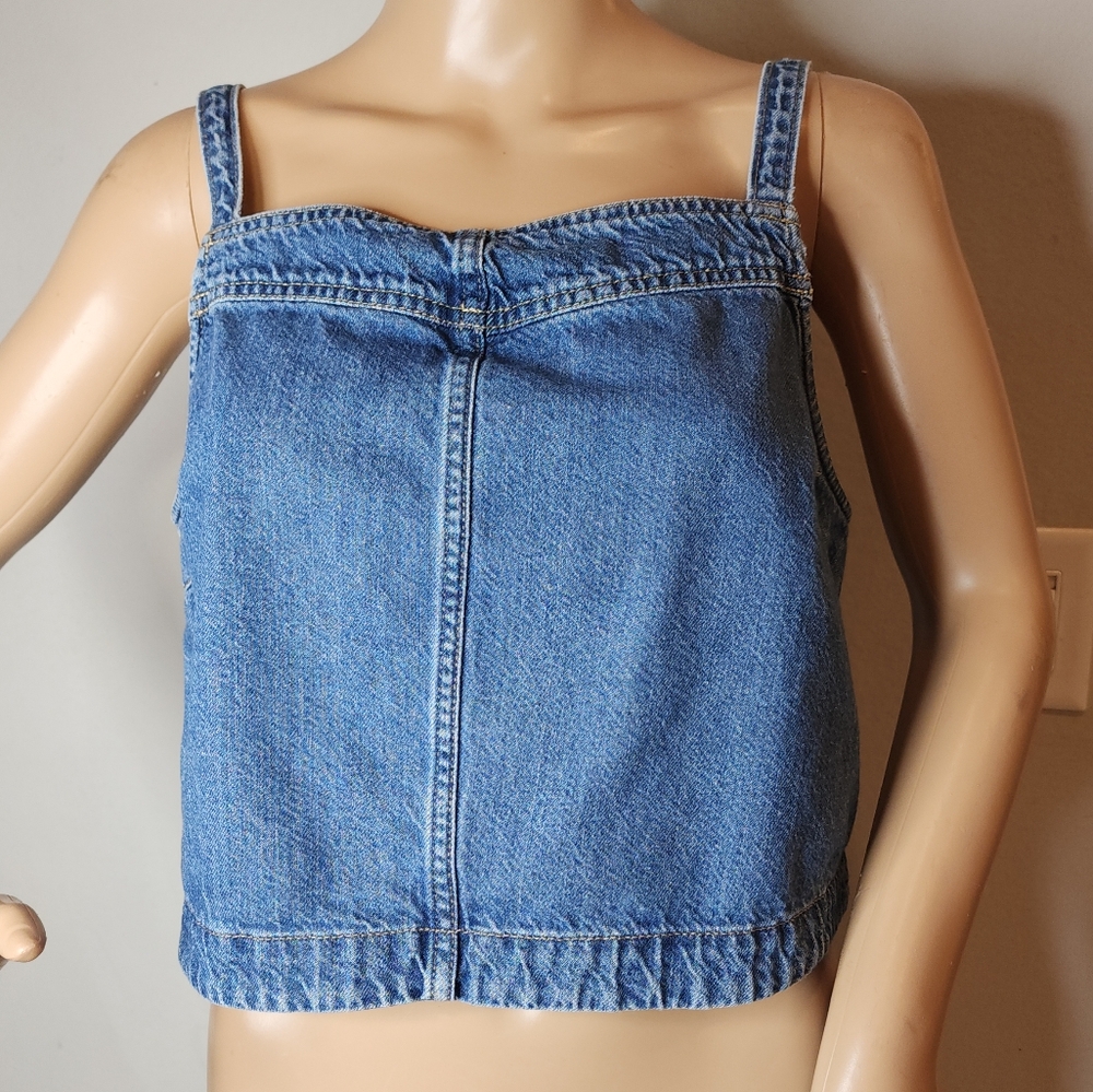 Gap Denim Crop Tank Top Sleeveless Top Size Medium - Picture 3 of 16